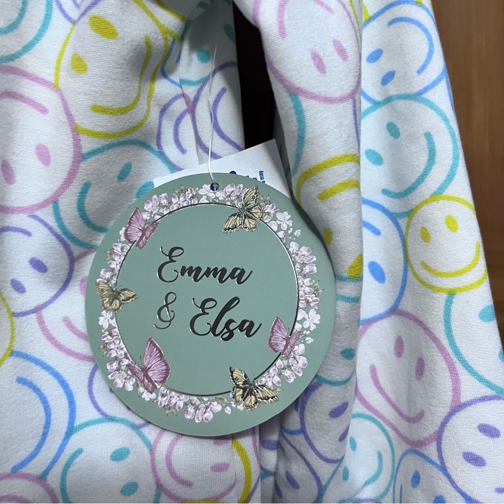 Emma & Elsa Pastel Smiley Face Hoodie Size 10/12 NWT - Picture 3 of 5